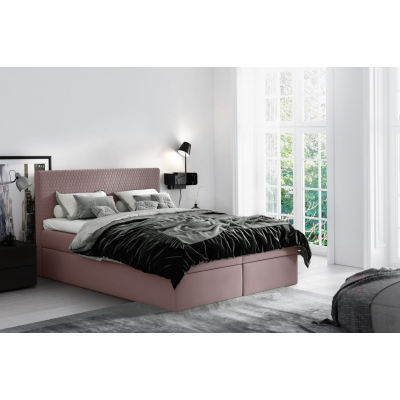 Moderní čalouněná postel s úložným prostorem Alessio růžové 180 + topper zdarma