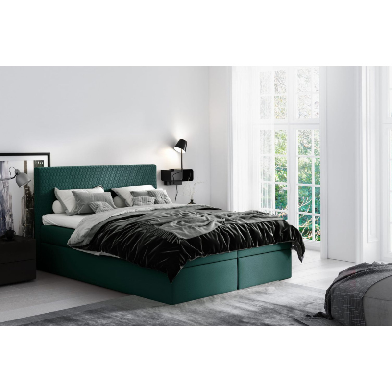 Moderní čalouněná postel s úložným prostorem Alessio zelené 180 + topper zdarma