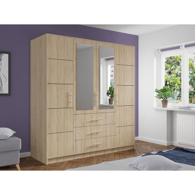 Šatní skříň 196 cm se zrcadlem OFELIA D4 - dub sonoma