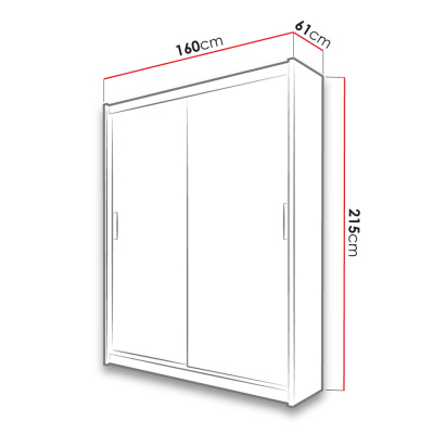 Šatní skříň 160 cm s posuvnými dveřmi a zrcadlem ORIA - bílá