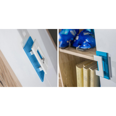 Rohová šatní skříň 87 cm BEATRIZ 2 - bílá / dub