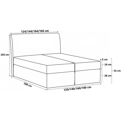 Boxspringová postel 180x200 IVANA 5 - modrá + topper ZDARMA