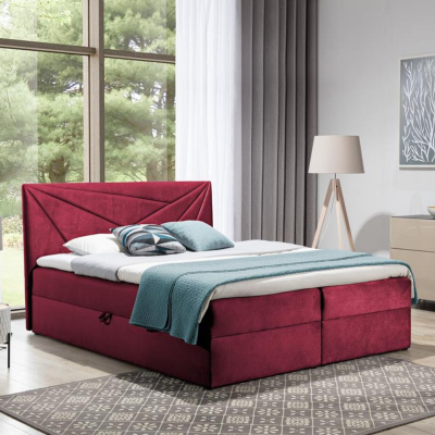 Boxspringová postel 140x200 IVANA 5 - červená + topper ZDARMA