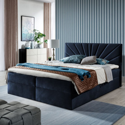 Kontinentální postel 120x200 IVANA 4 - modrá + topper ZDARMA