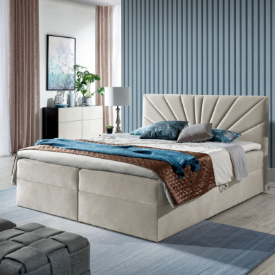 Kontinentální postel 120x200 IVANA 4 - béžová + topper ZDARMA