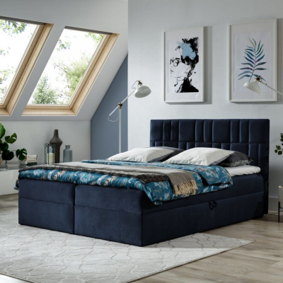 Kontinentální postel 160x200 IVANA 3 - modrá + topper ZDARMA