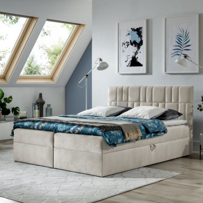 Kontinentální postel 160x200 IVANA 3 - béžová + topper ZDARMA