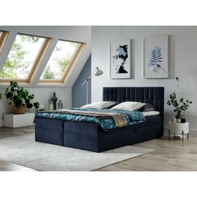 Kontinentální postel 140x200 IVANA 3 - modrá + topper ZDARMA