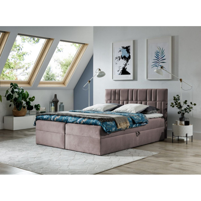 Kontinentální postel 120x200 IVANA 3 - růžová + topper ZDARMA