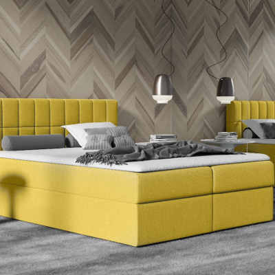 Jednolůžková čalouněná postel 120x200 KATE - žlutá + topper ZDARMA