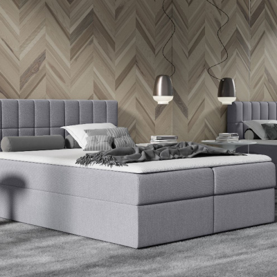 Jednolůžková čalouněná postel 120x200 KATE - šedá + topper ZDARMA
