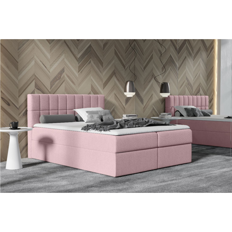 Manželská čalouněná postel 140x200 KATE - růžová + topper ZDARMA