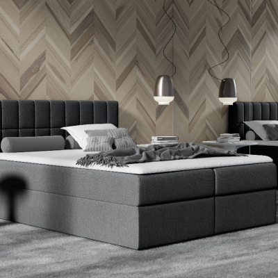 Manželská čalouněná postel 160x200 KATE - černá + topper ZDARMA