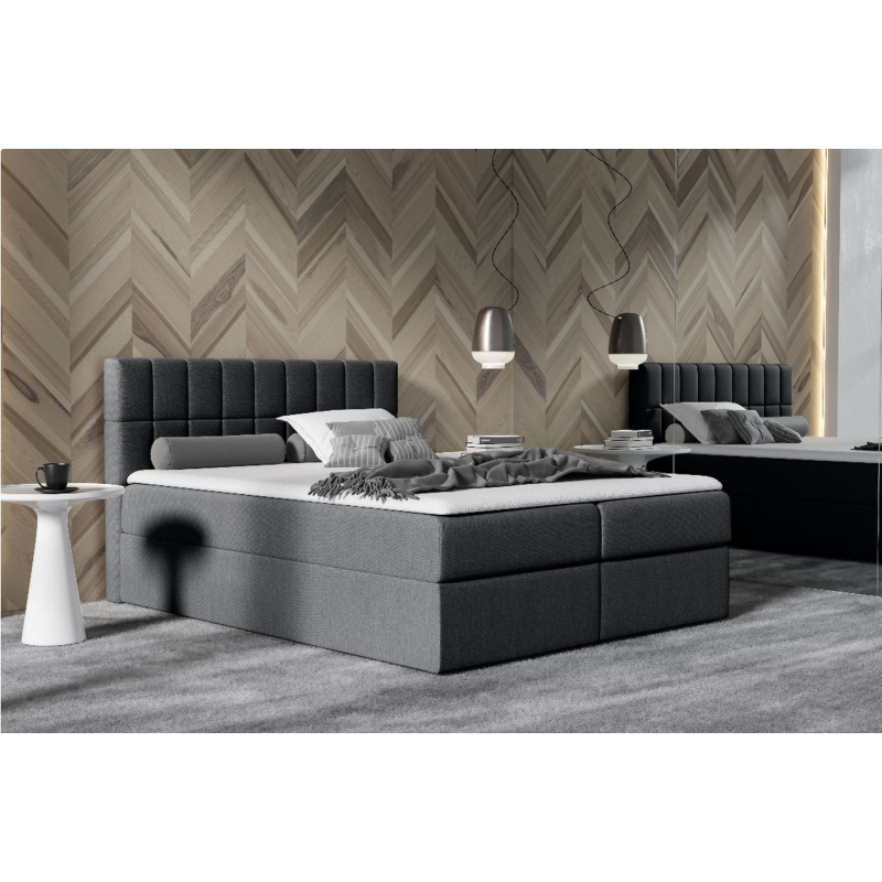 Manželská čalouněná postel 160x200 KATE - černá + topper ZDARMA