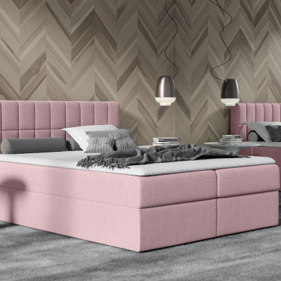 Manželská čalouněná postel 160x200 KATE - růžová + topper ZDARMA