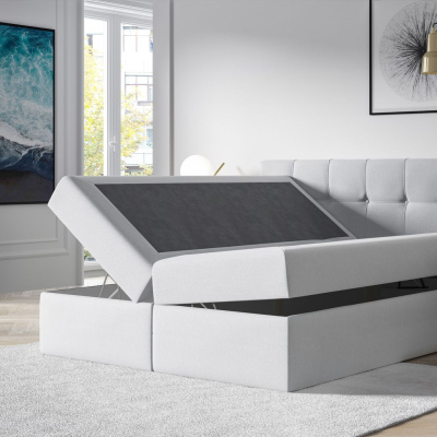 Čalouněná postel s úložným prostorem 200x200 RECIVIO - žlutá + topper ZDARMA