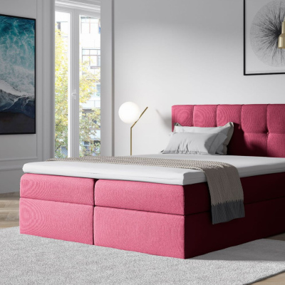 Čalouněná postel s úložným prostorem 200x200 RECIVIO - bordo