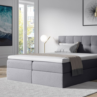 Čalouněná postel s úložným prostorem 200x200 RECIVIO - světle šedá