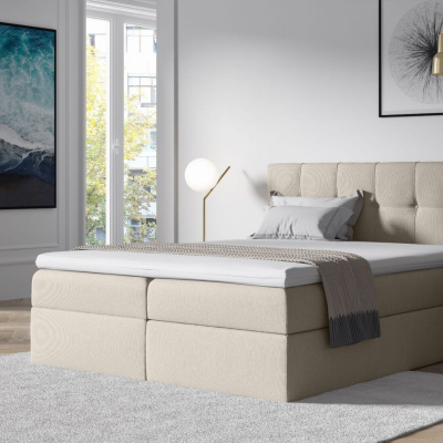 Čalouněná postel s úložným prostorem 120x200 RECIVIO - smetanová + topper ZDARMA
