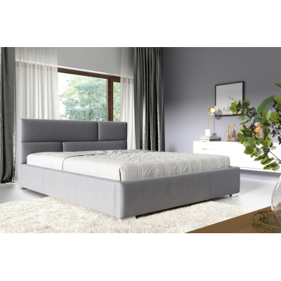 Čalouněná postel s prošívaným čelem 160x200 ALISHA - šedá