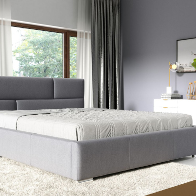 Čalouněná postel s prošívaným čelem 180x200 ALISHA - šedá