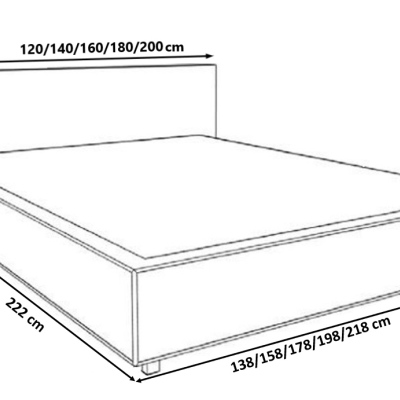 Čalouněná postel s prošívaným čelem 200x200 ALISHA - šedá