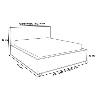 Čalouněná postel s prošívaným čelem 140x200 ALISHA - šedá