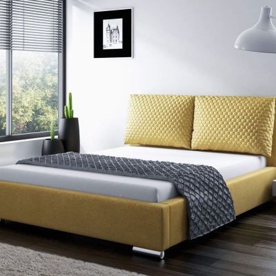 Praktická postel s polštáři 140x200 DUBAI - žlutá