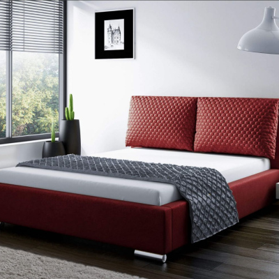 Praktická postel s polštáři 140x200 DUBAI - červená