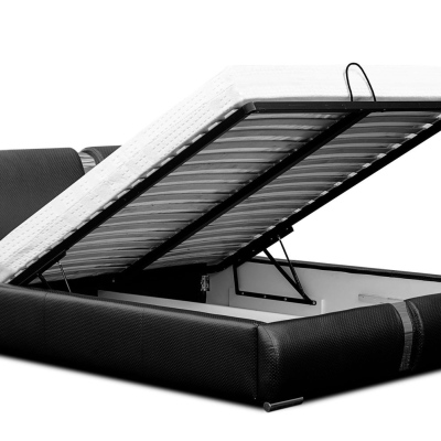 Čalouněná postel s chromovanými doplňky 140x200 YVONNE - šedá eko kůže