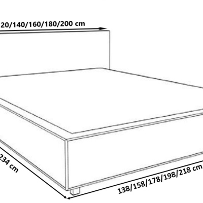 Čalouněná postel s chromovanými doplňky 180x200 YVONNE - šedá eko kůže