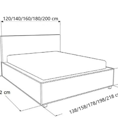 Čalouněná postel s úložným prostorem a osvětlením 120x200 LEXI - černá eko kůže