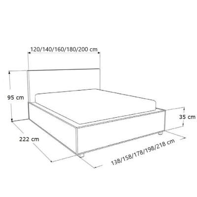 Čalouněná postel s úložným prostorem a osvětlením 180x200 LEXI - bílá eko kůže