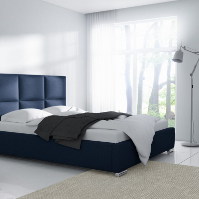 Designová postel s vysokým čelem a úložným prostorem 120x200 VENEZIA - modrá