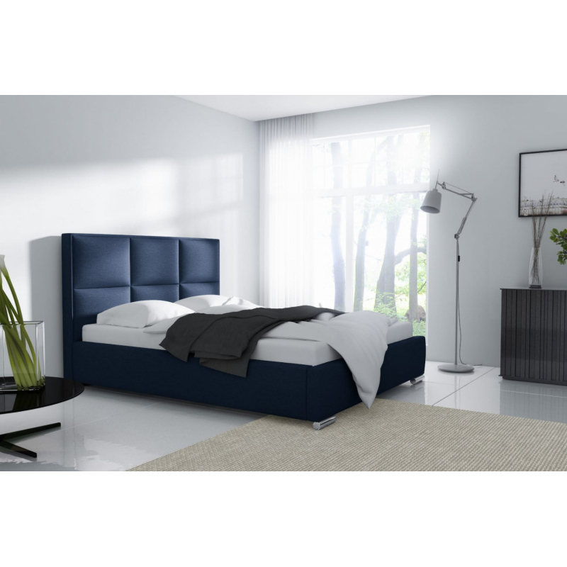 Designová postel s vysokým čelem a úložným prostorem 160x200 VENEZIA - modrá