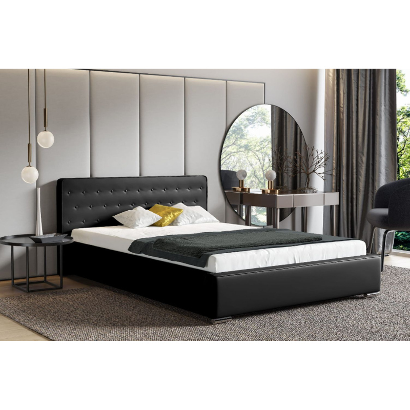 Moderní čalouněná postel s úložným prostorem 180x200 BERGEN - černá eko kůže