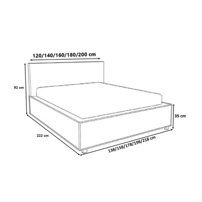 Moderní čalouněná postel s úložným prostorem 200x200 BERGEN - černá eko kůže