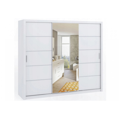 Skříň s posuvnými dveřmi a zrcadlem 250 BRYAN - bílá