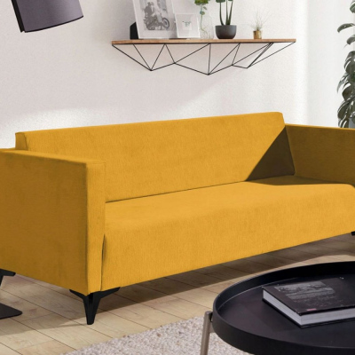 Trojmístná pohovka SIMON - žlutá / nožičky černý lesk