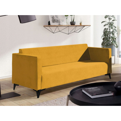 Trojmístná pohovka SIMON - žlutá / nožičky černý lesk