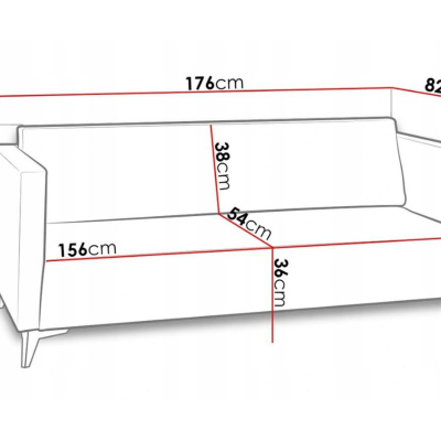 Trojmístná pohovka SIMON - tmavě modrá / nožičky černý lesk