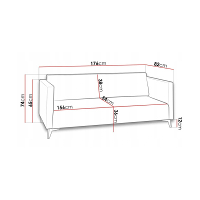 Trojmístná pohovka SIMON - tmavě modrá / nožičky černý lesk