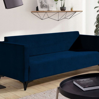 Trojmístná pohovka SIMON - tmavě modrá / nožičky černý lesk