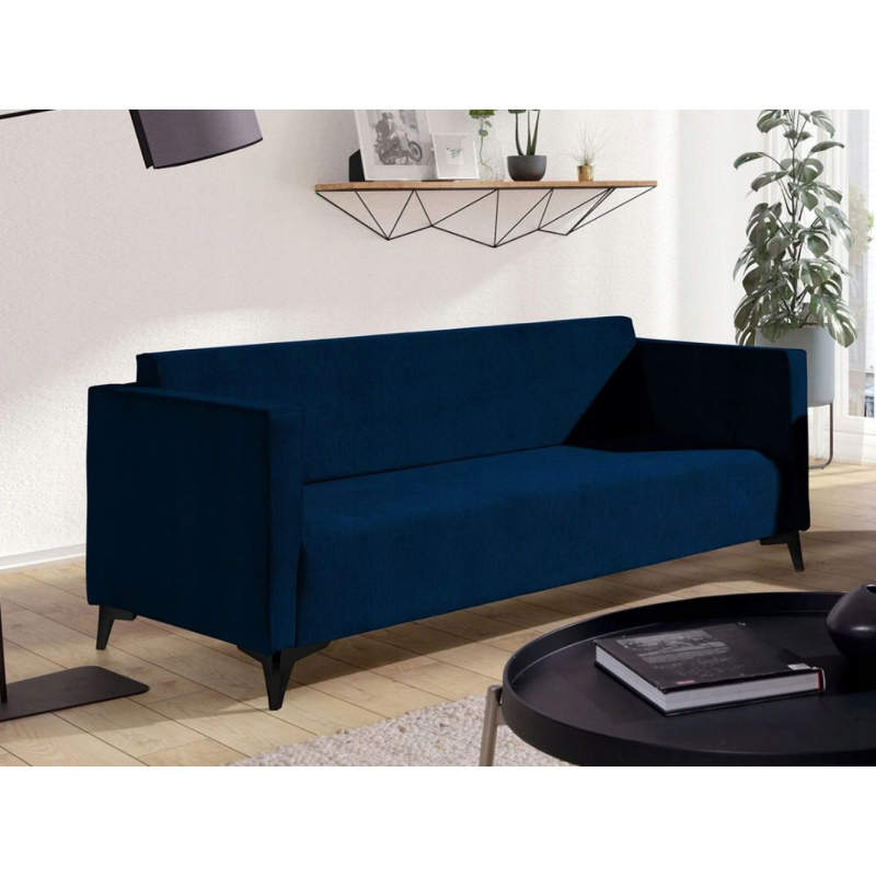 Trojmístná pohovka SIMON - tmavě modrá / nožičky černý lesk