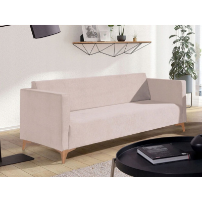 Trojmístná pohovka SIMON - béžová / nožičky světlý dub