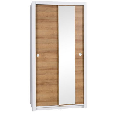 Skříň s posuvnými dveřmi a zrcadlem IVONA - šířka 110 cm, bílá