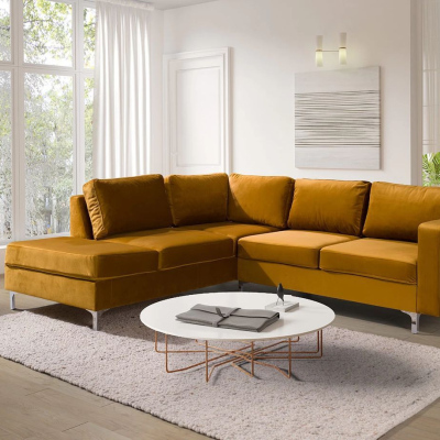 Rohová sedačka ORLIN - žlutá / kovové nohy