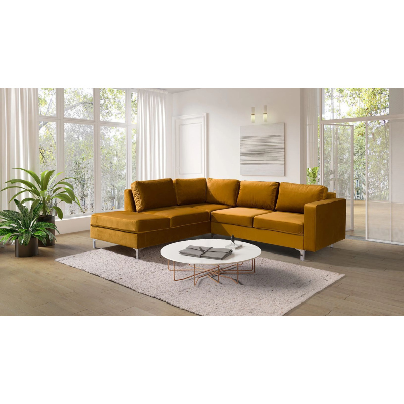 Rohová sedačka ORLIN - žlutá / kovové nohy