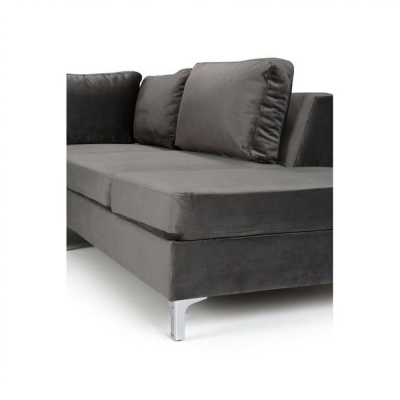 Rohová sedačka ORLIN - tmavě šedá / kovové nohy