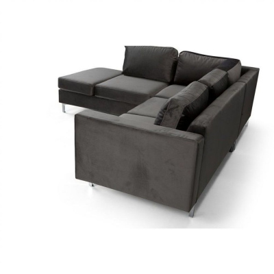 Rohová sedačka ORLIN - tmavě šedá / kovové nohy